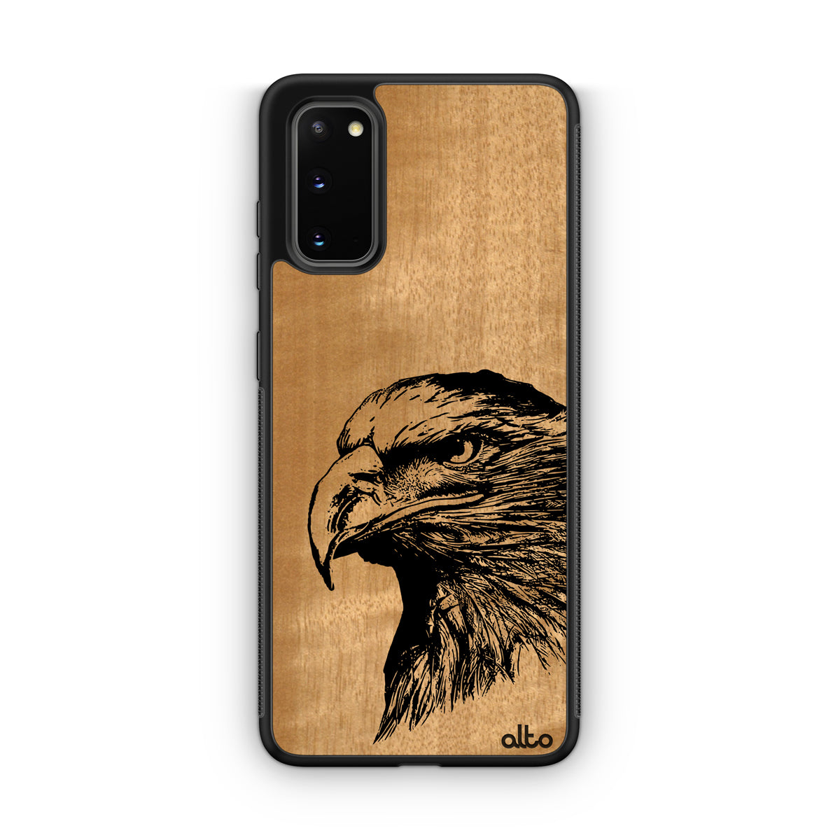 Samsung S22 S21 S20 Fe Wooden Case Eagle Design Anigre Wood Li