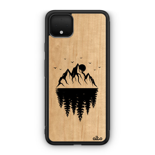 Google Pixel 6, 6Pro, 5A Wooden Case - Reflections Design | Maple Wood |Lightweight, Hand Crafted, Carved Phone Case